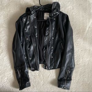 Free People Vegan Leather Jacket Hoody